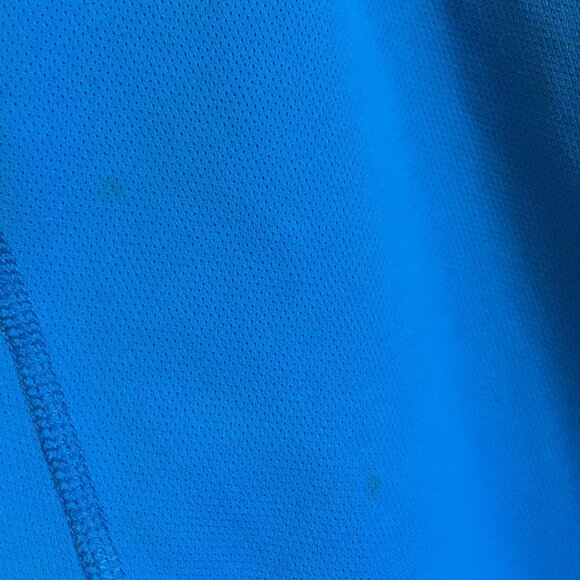 MEC Bright Blue Bubble Short Sleeve Zip Collar Mock Neck Sports Top - Picture 5 of 16